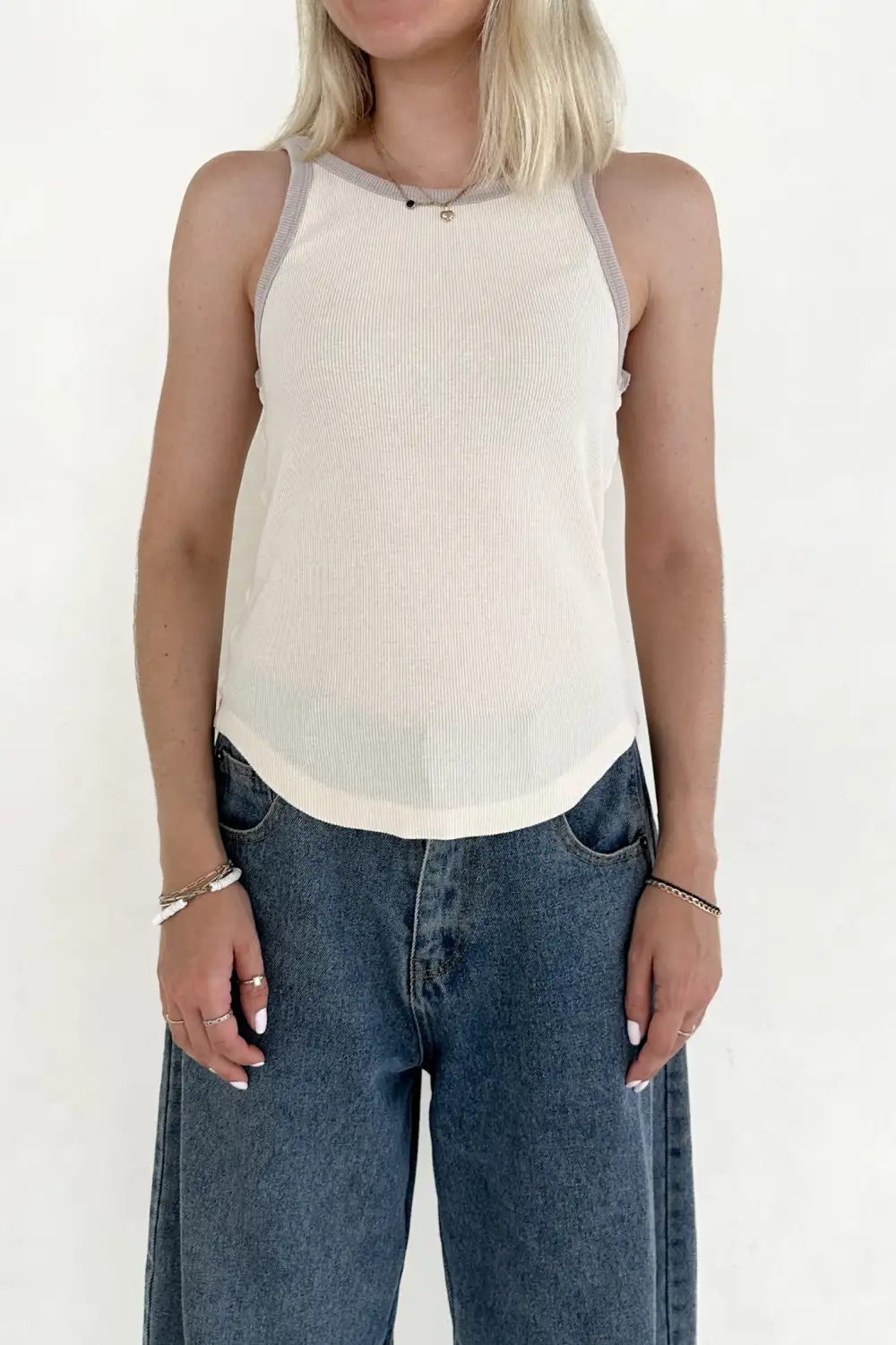 Soft Blocked Pattern Tank Top