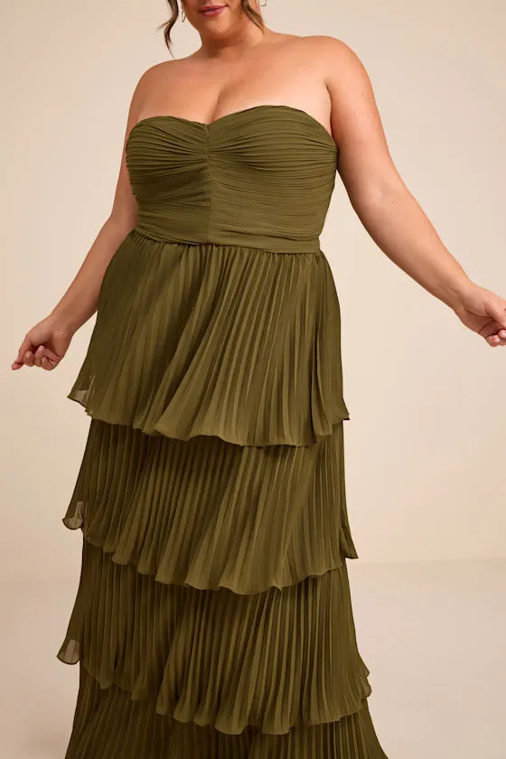 Seriously Sensational Light Pink Strapless Tiered Maxi Dress