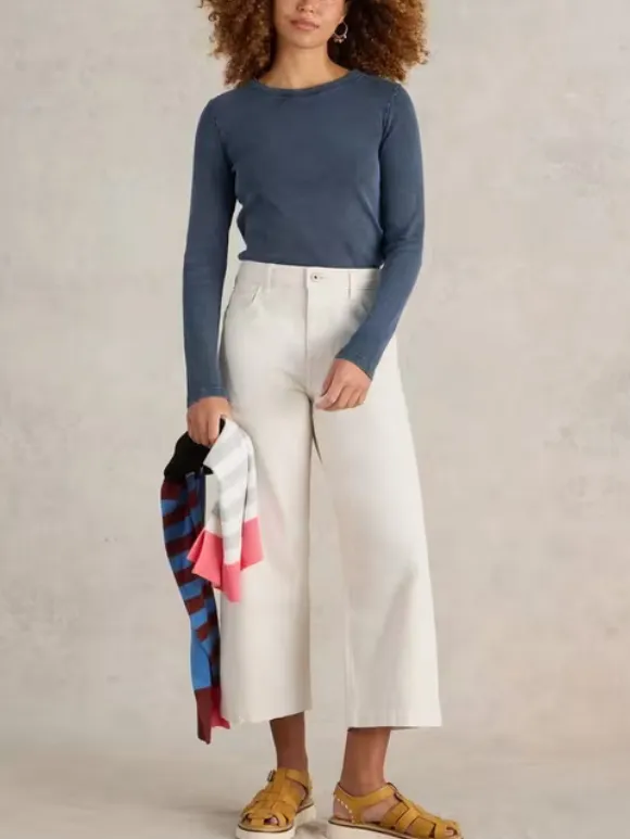 Casual Style Long Sleeve Ribbed Tee