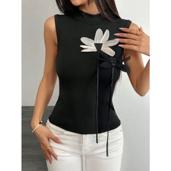 Flower Mock Neck Tank