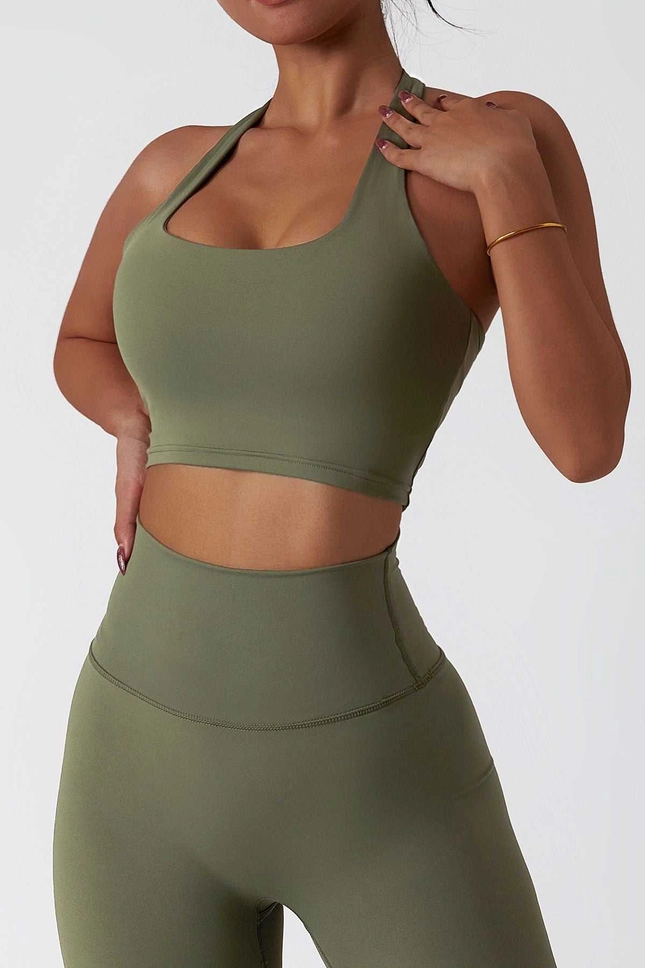 Halter Neck Backless Sports Bra