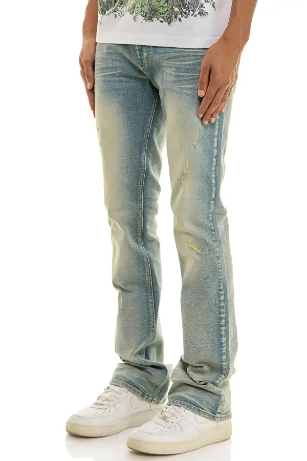 Men's Clean Flare Skinny Stacked Jeans