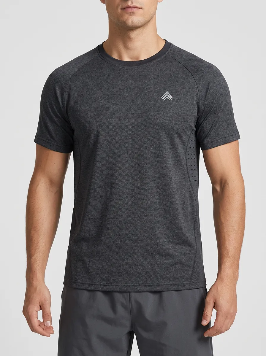 Men's Chevron Fitness Raglan Performance Sport Crewneck T-Shirt