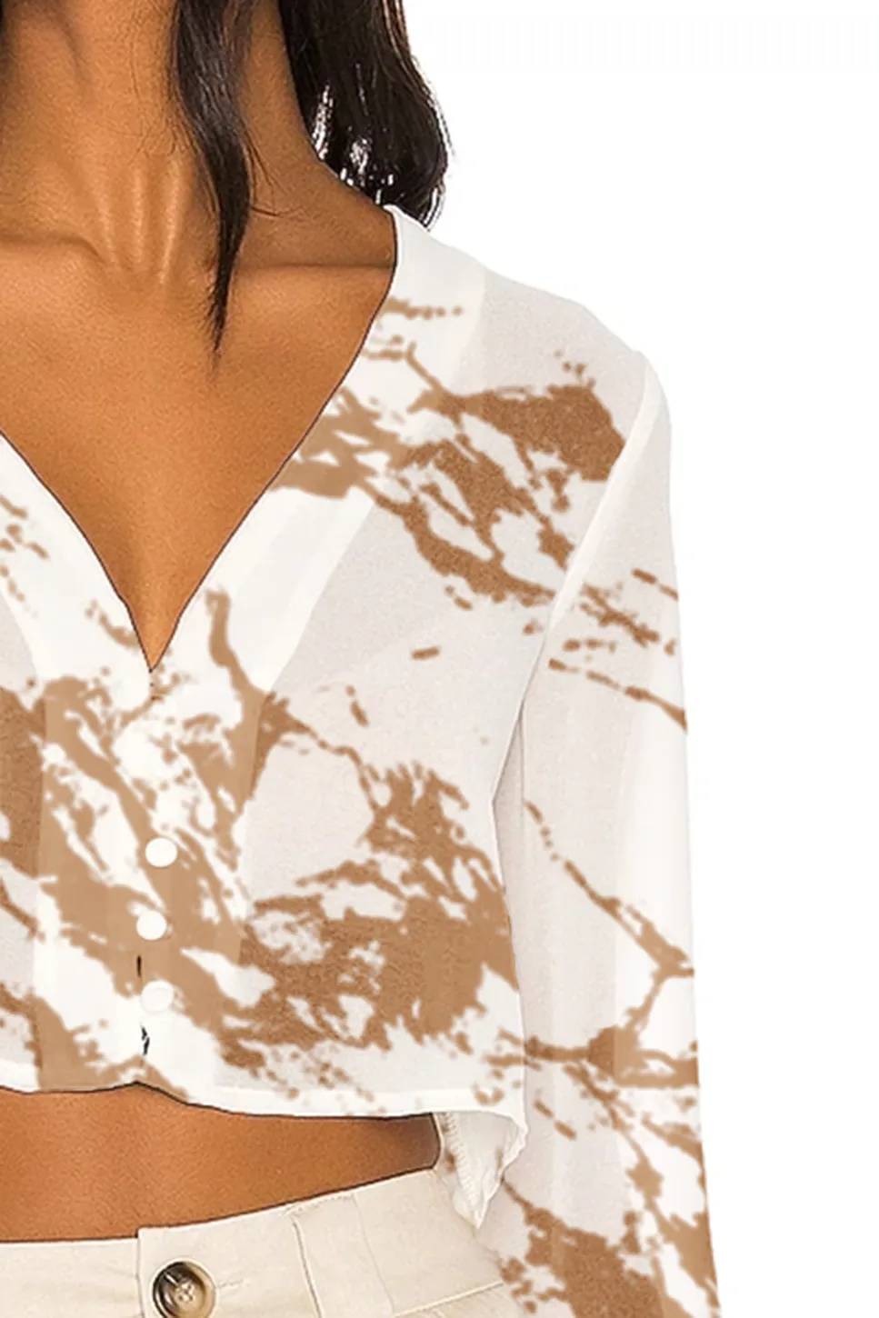 Marble Print Wrap Style Crop Top
