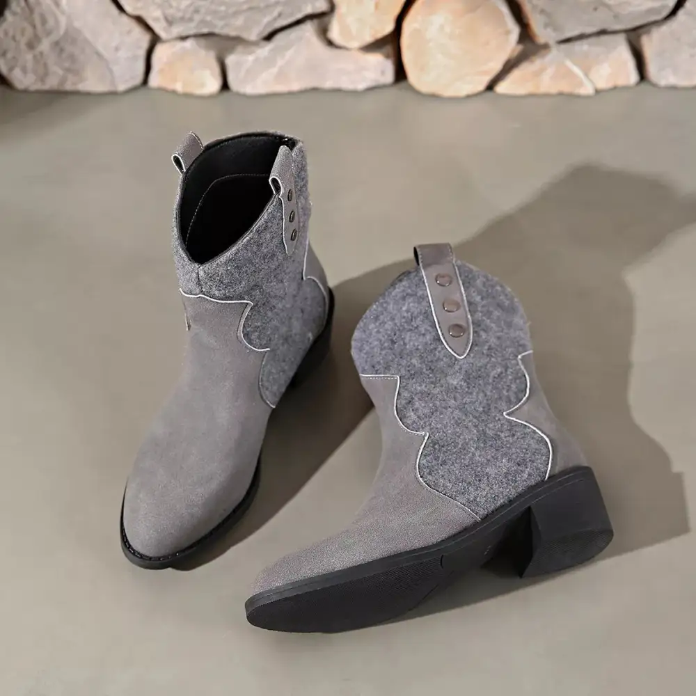 Point Toe Block Heels Boots