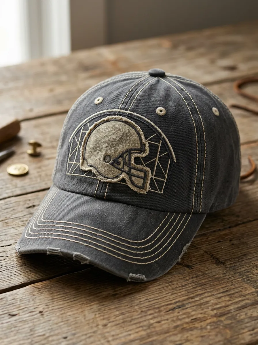 Men's Football Fan Distressed Helmet Embroidered Baseball Cap
