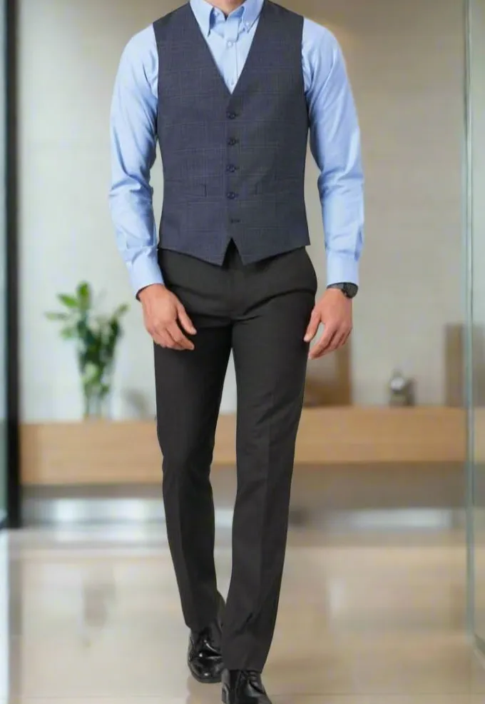 Men's Modern Tailored Fit Flat Front Suit Trousers