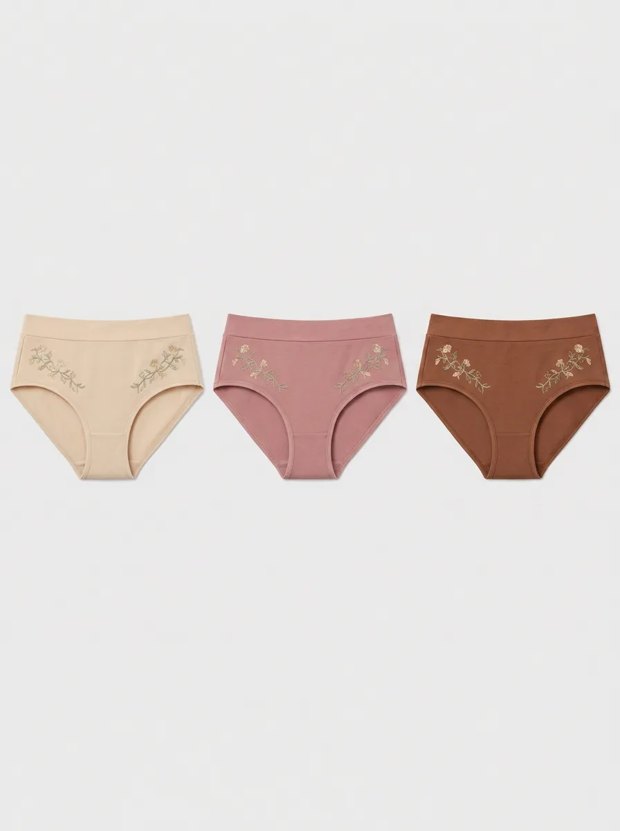Women's Floral Lover Embroidered Multi-Pack Printed Panties