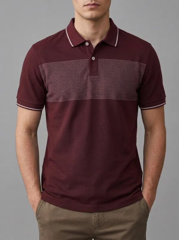 Men's Navy Blue Horizontal Stripe Polo Shirt