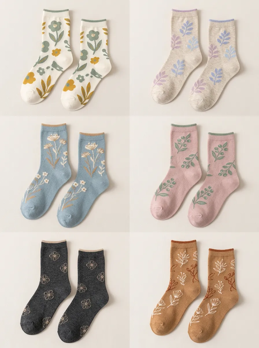 Women's Botanical Garden Crew Socks Six Pair Set