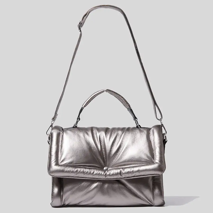 Retro One-Shoulder PU Leather Handbag Horizontal Square