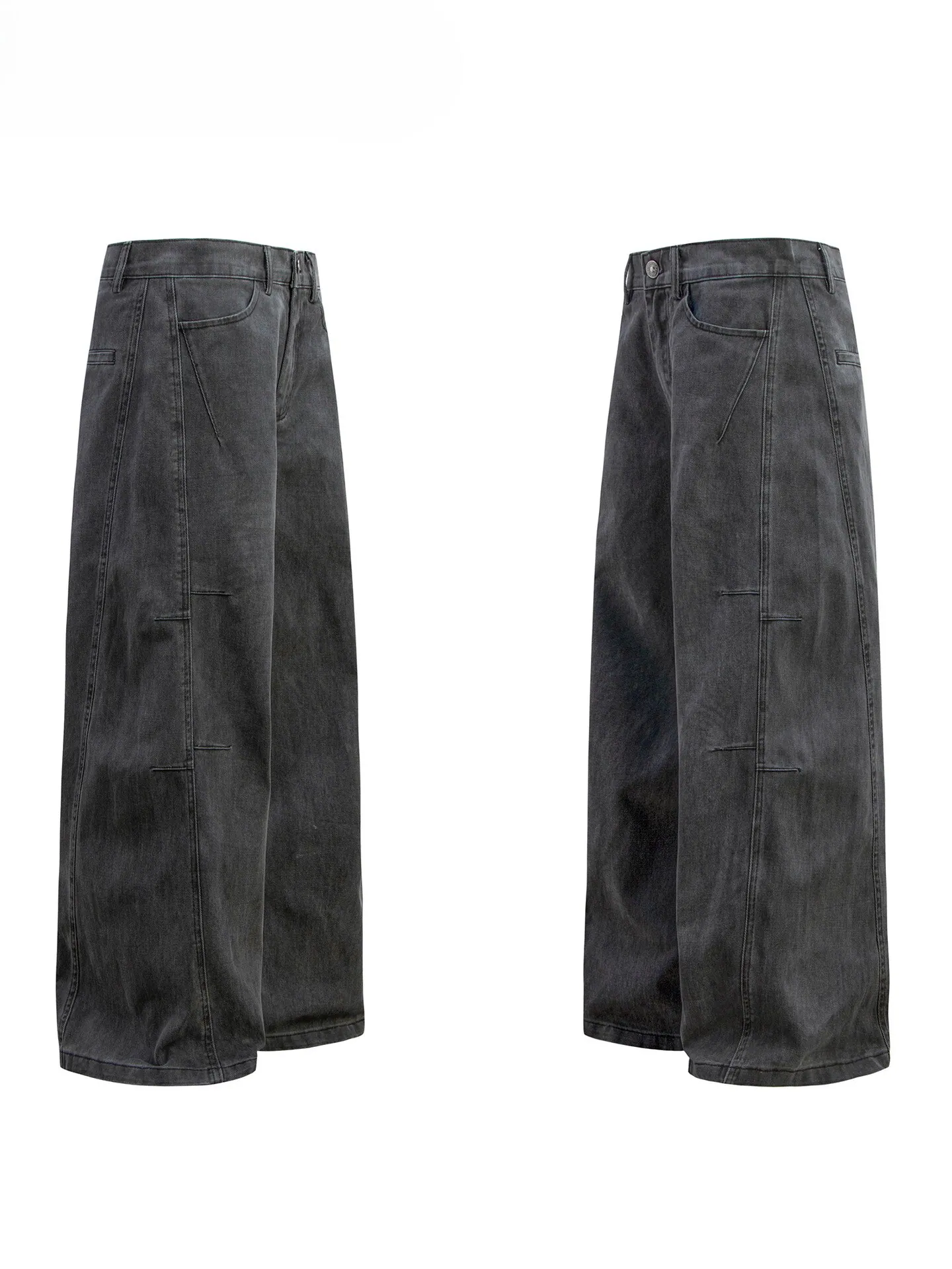 Distressed Washed Slash Denim Jeans