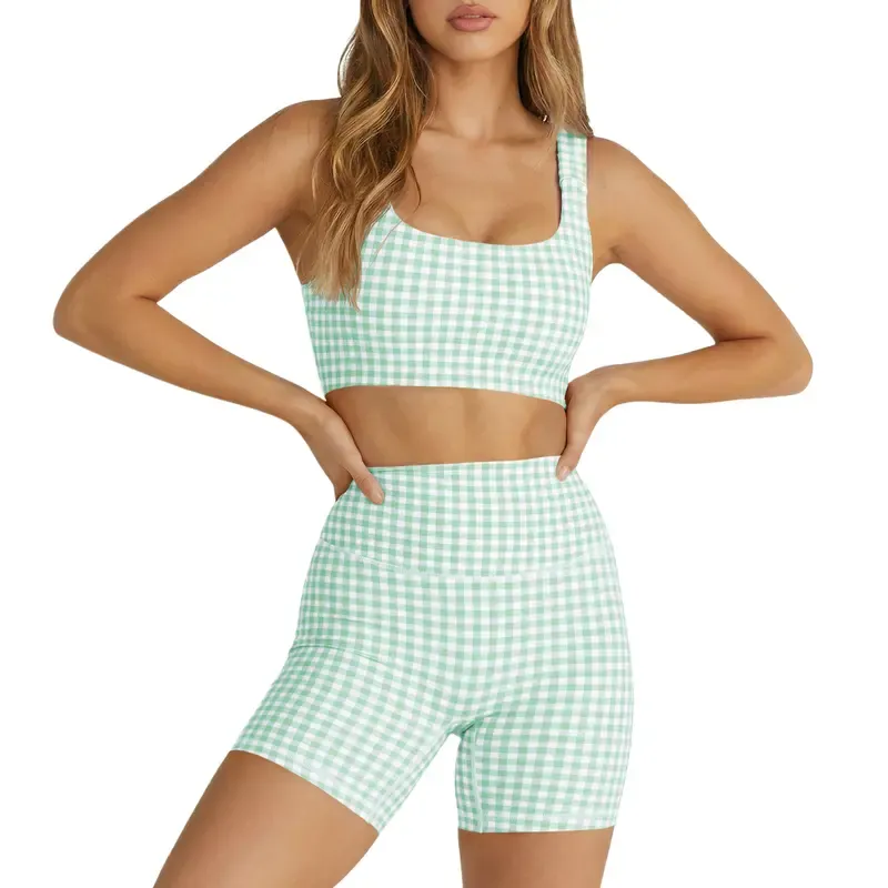 Women's Plaid Two-Piece Athleisure Set