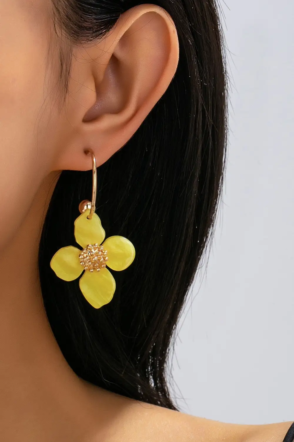 Acrylic Floral Dangle Hoop arrings