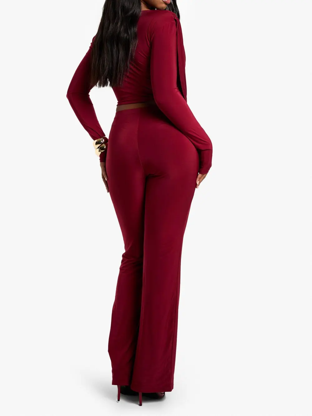 BURGUNDY DRAPED CREW NECK CO-ORD