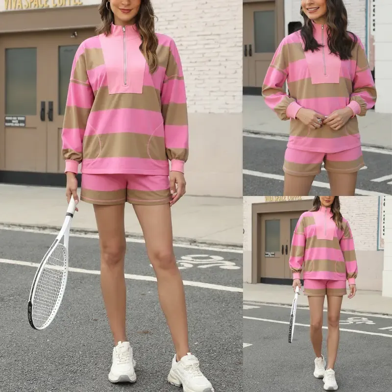 Women's Casual Striped Long-Sleeve Suit