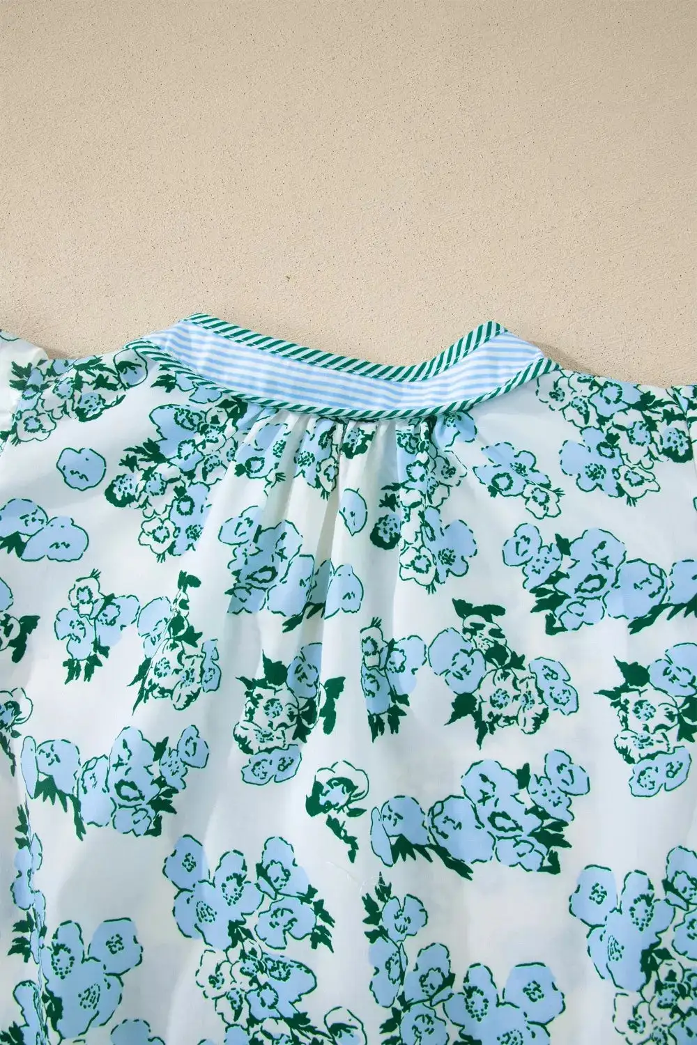 Floral Meets Stripes V Neck Flutter Sleeve