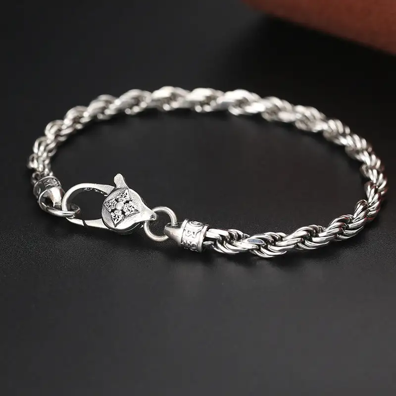Sterling Silver Om Mani Padme Hum Double Bracelet