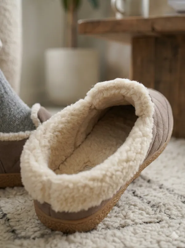 Women's Minimalist Star Pattern Quilted Fleece Lined Wool Slippers