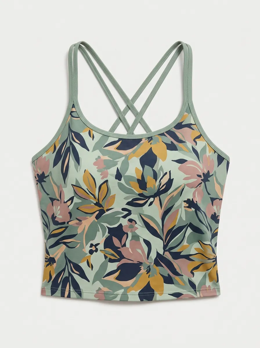 Women's Yoga Fitness Floral Botanical Printed Tank Top