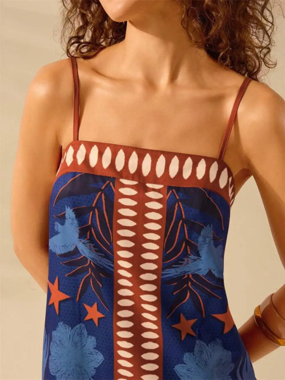 Polished Detail Printed Ruffle Mini Dress