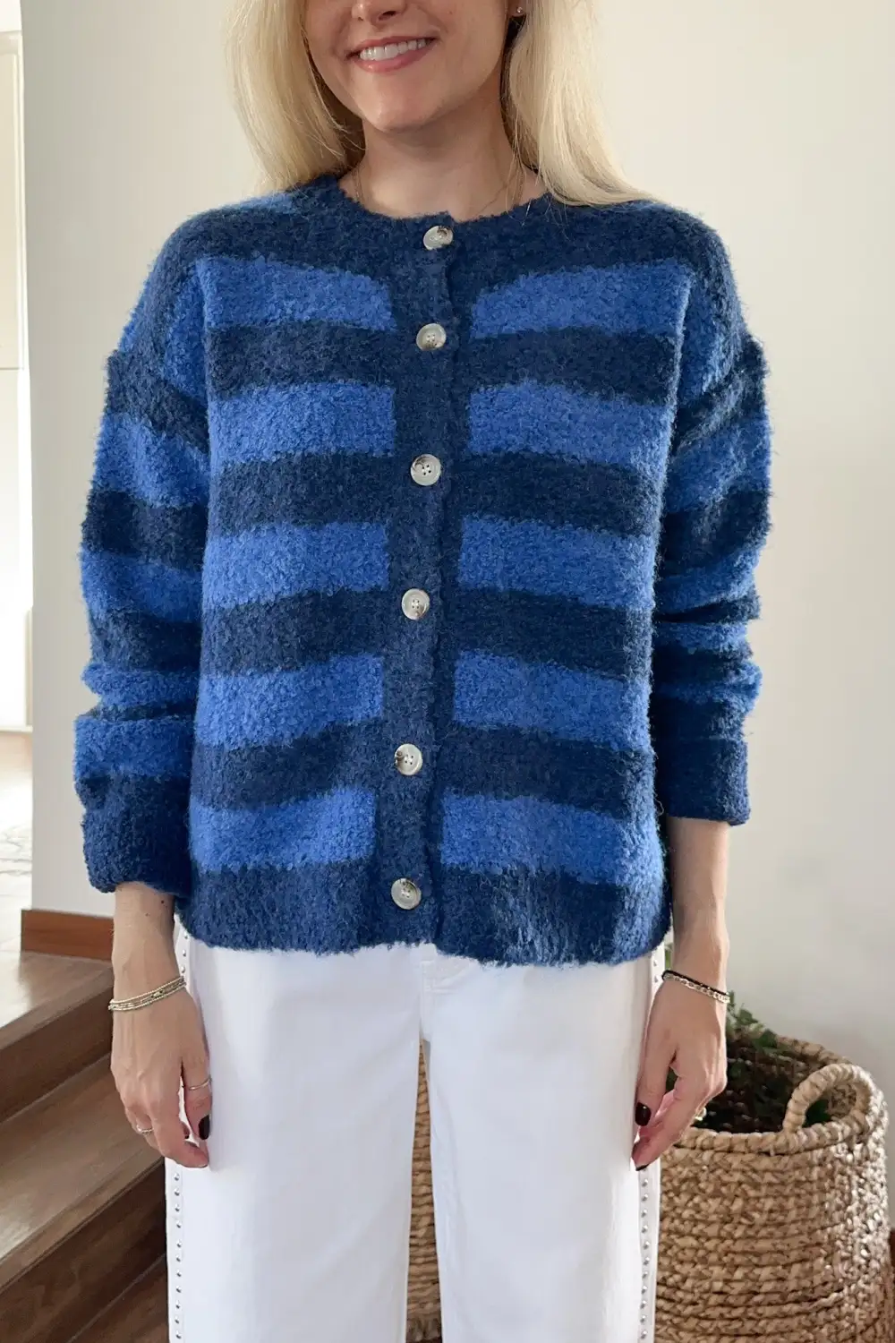 Striped Button Front Cardigan