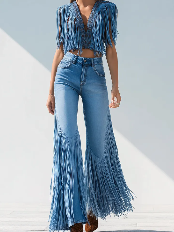 Flared Tassel Retro Jeans