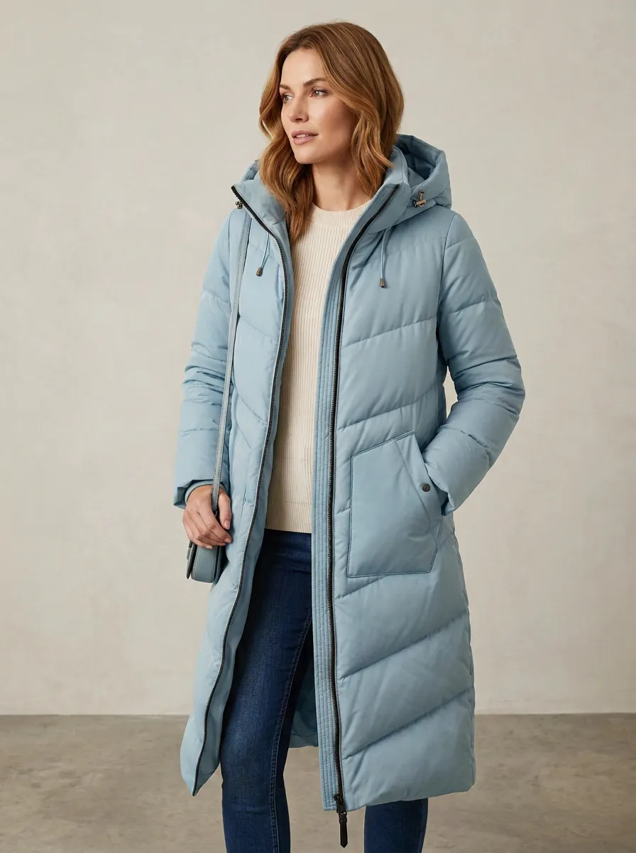 Easy-Going Padded Long Hooded Coat