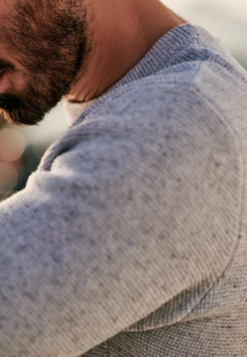 Heather Grey Textured Knit Crew Neck Sweater