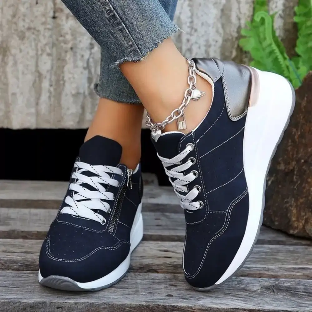 Refined Lace-Up Wedge Sneakers
