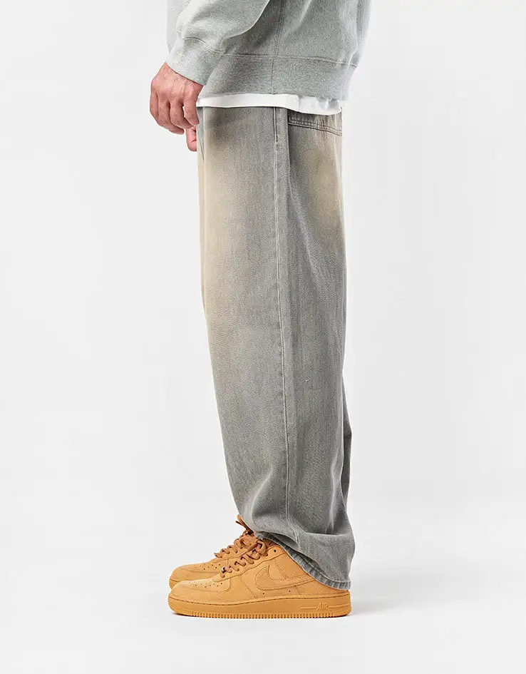 Men's Sandblasted Baggy Stretch Denim Jeans