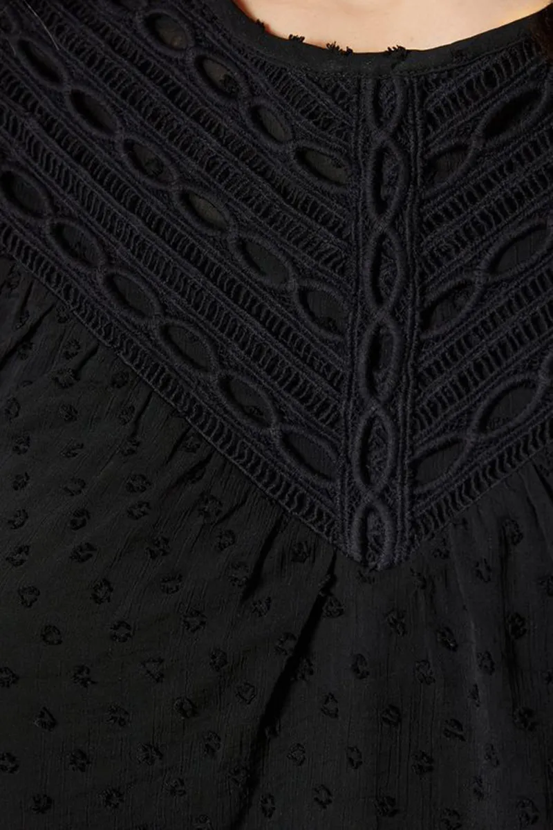 Casual Style Black Boho Top