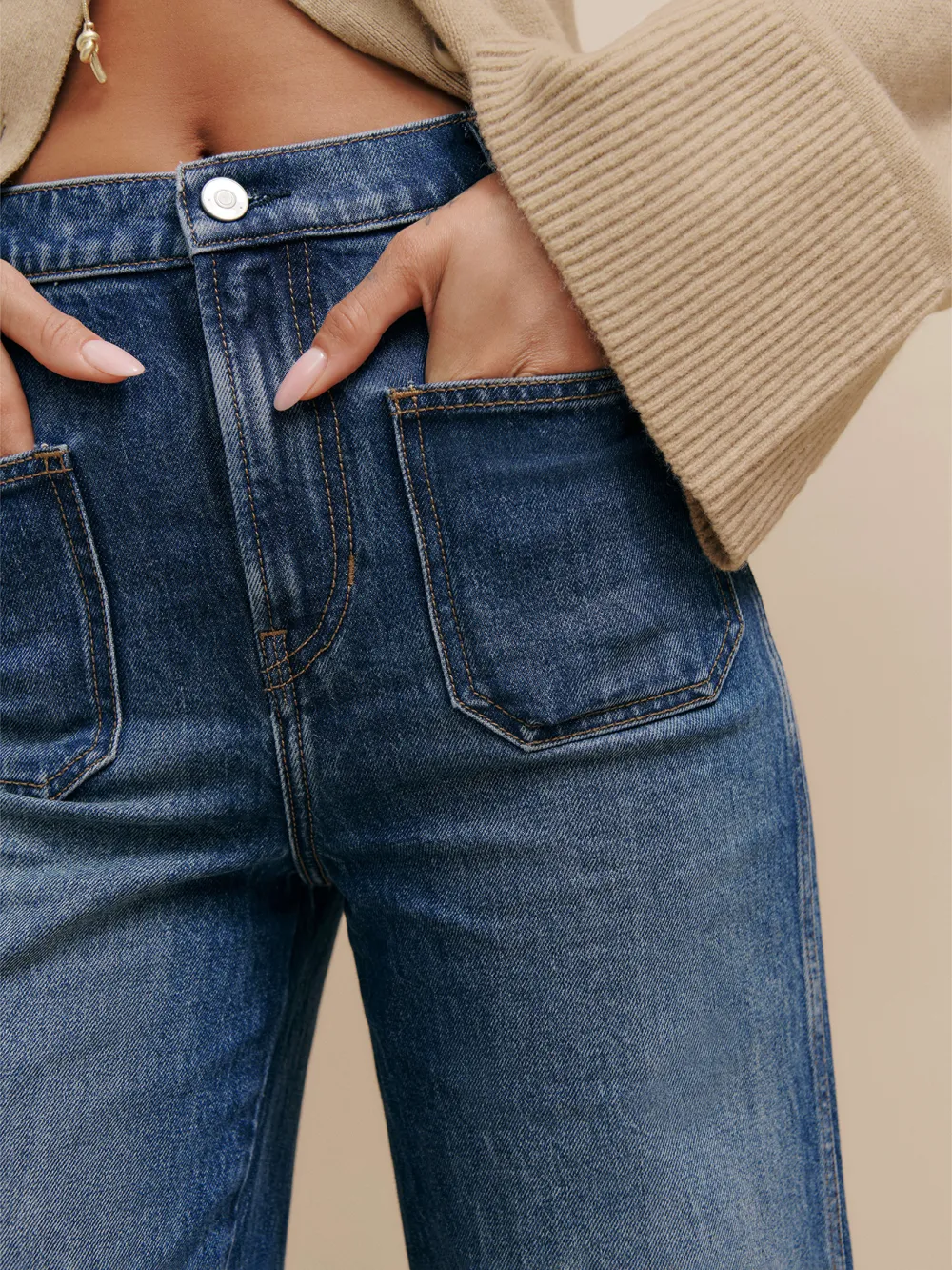 High Rise Flared Leg Denim Jeans