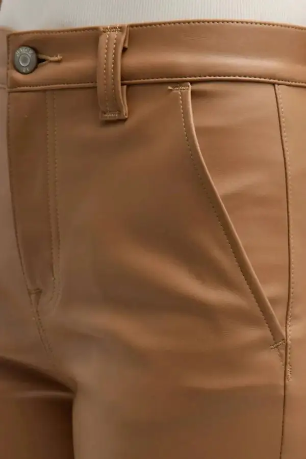 Brown High-Rise Utility Straight Pants