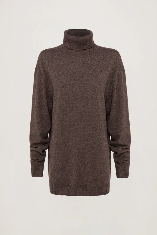 Truffle Oversized Merino Turtleneck Sweater