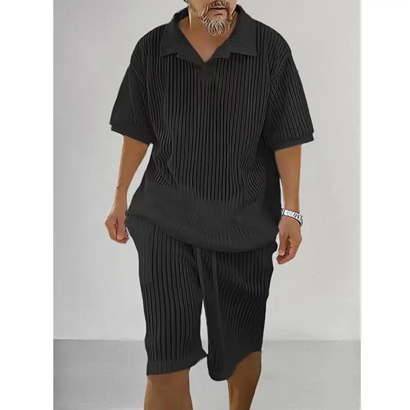 Knit Short Sleeve Casual Shorts Set