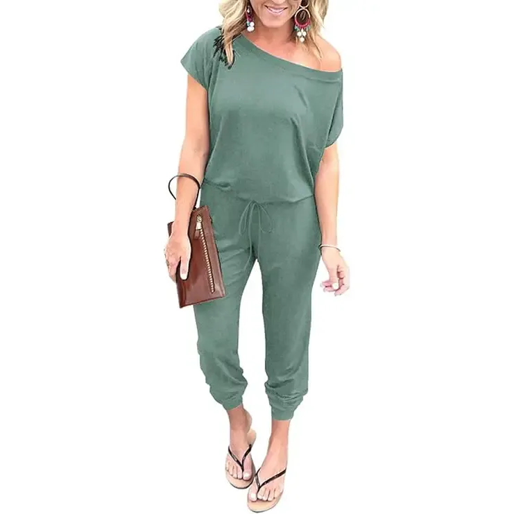Women's EasyBreezy Off-Shoulder Jumpsuit – Adjustable Elastic Waist