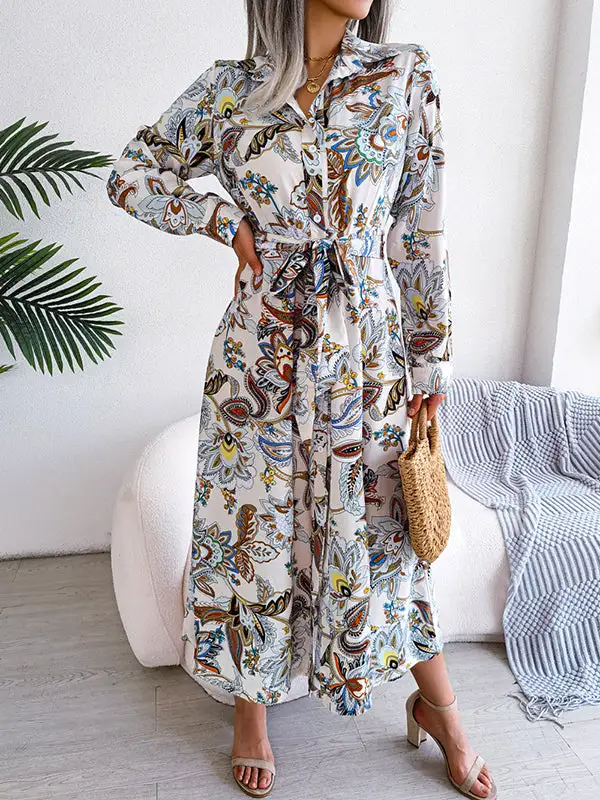 Flower Buttoned Long Maxi Dress