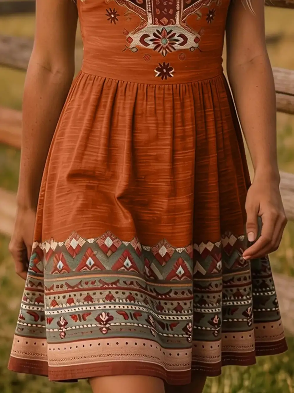 Tribal Print Sleeveless A-Line Dress