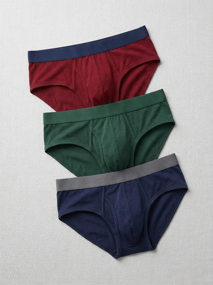 Men's Solid Color Minimalist Cotton Printed Briefs