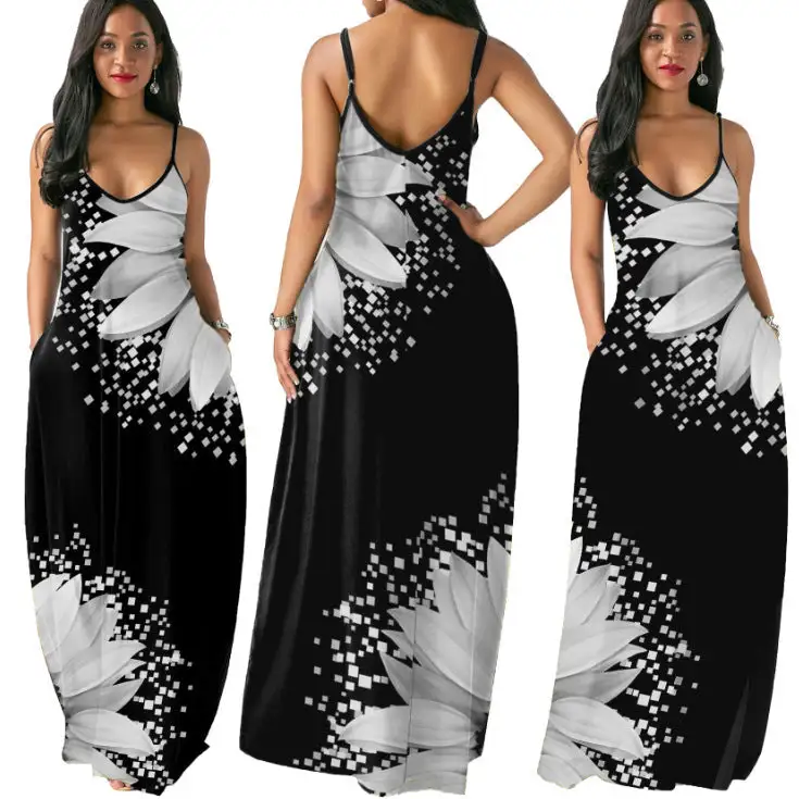 2023Women's Long Sleeveless V Neck Dress