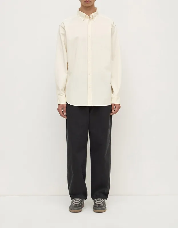 Cream Cotton Twill Button-Up Shirt