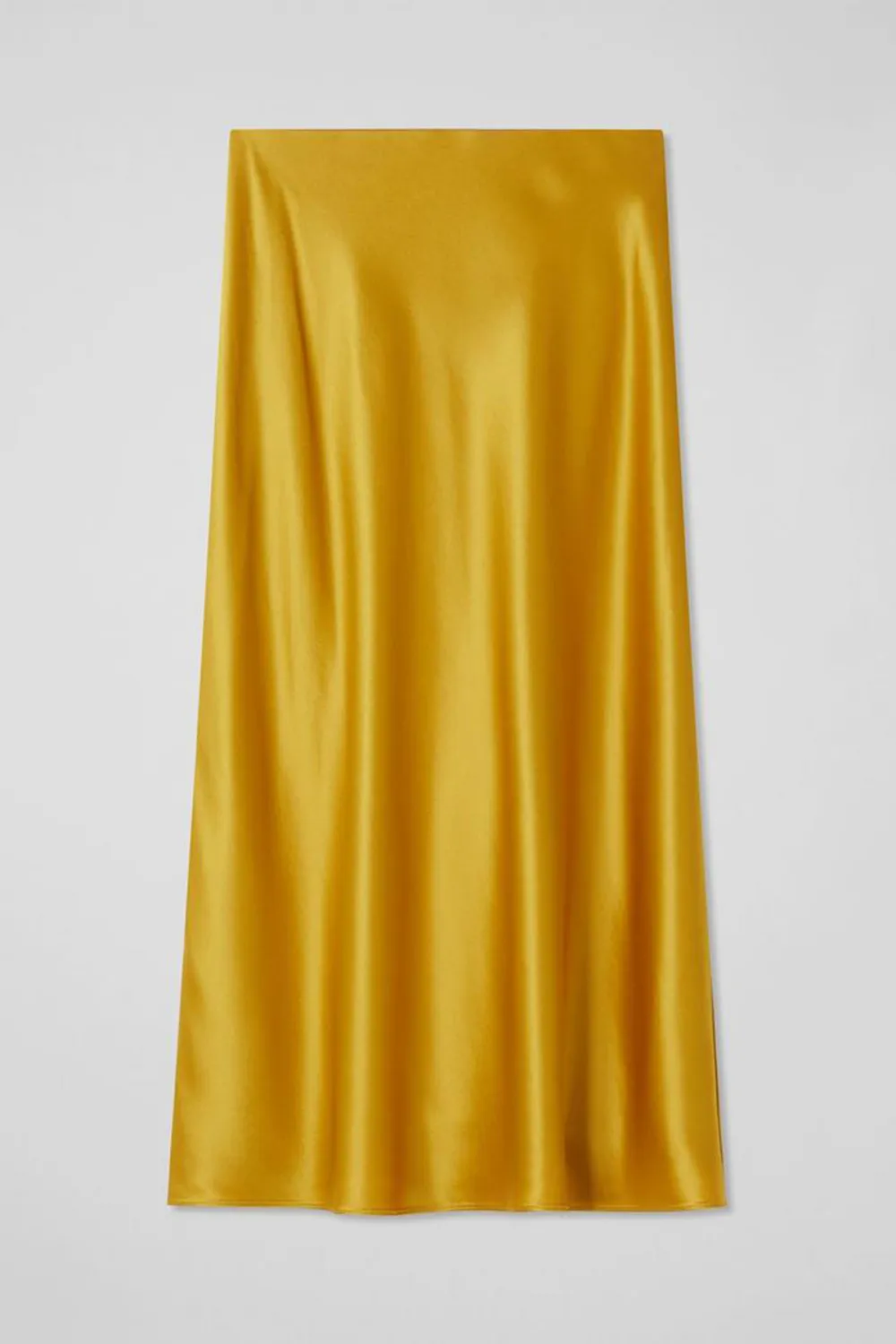 Gold Yellow Satin Midi Skirt
