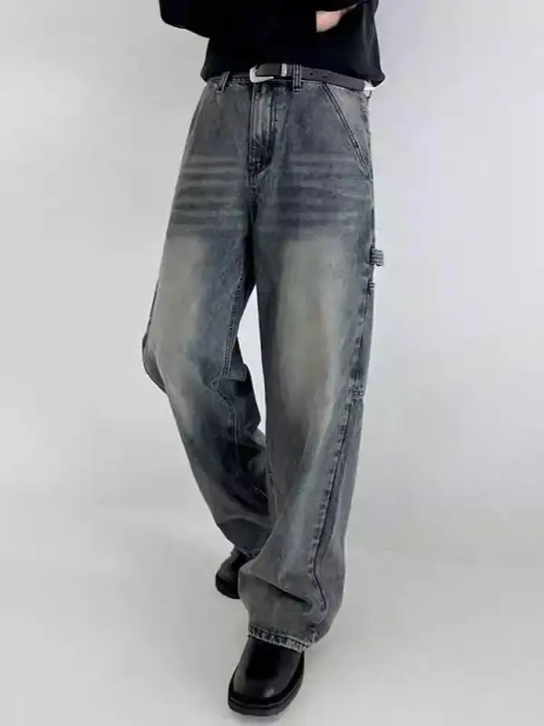 Contrast Wash Straight Leg Jeans