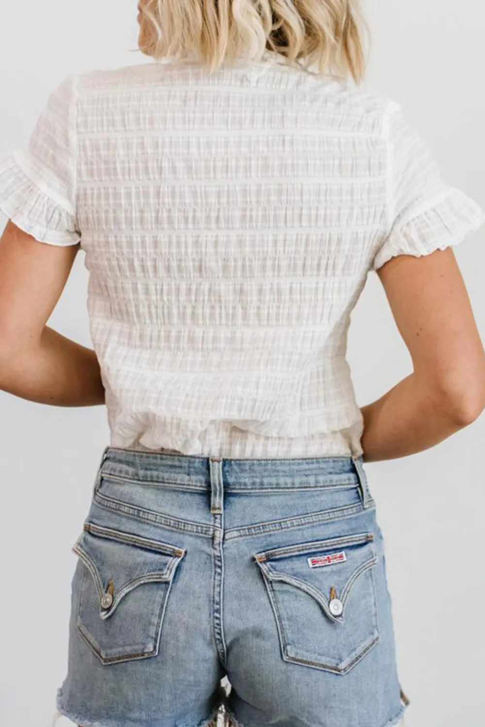 Simple Texture With Lotus Leaf Edge Shirt