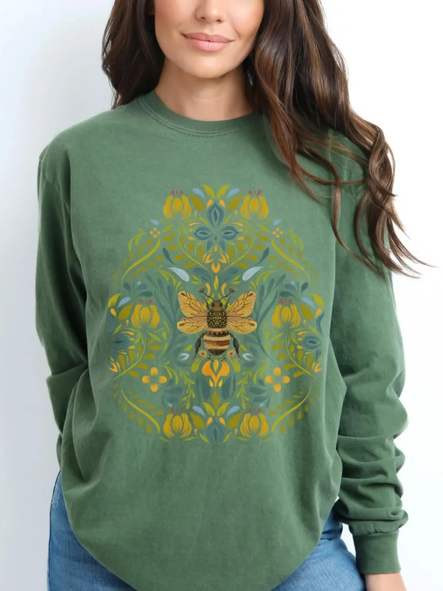 Bee and Floral Print T-Shirt