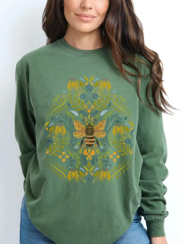 Bee and Floral Print T-Shirt