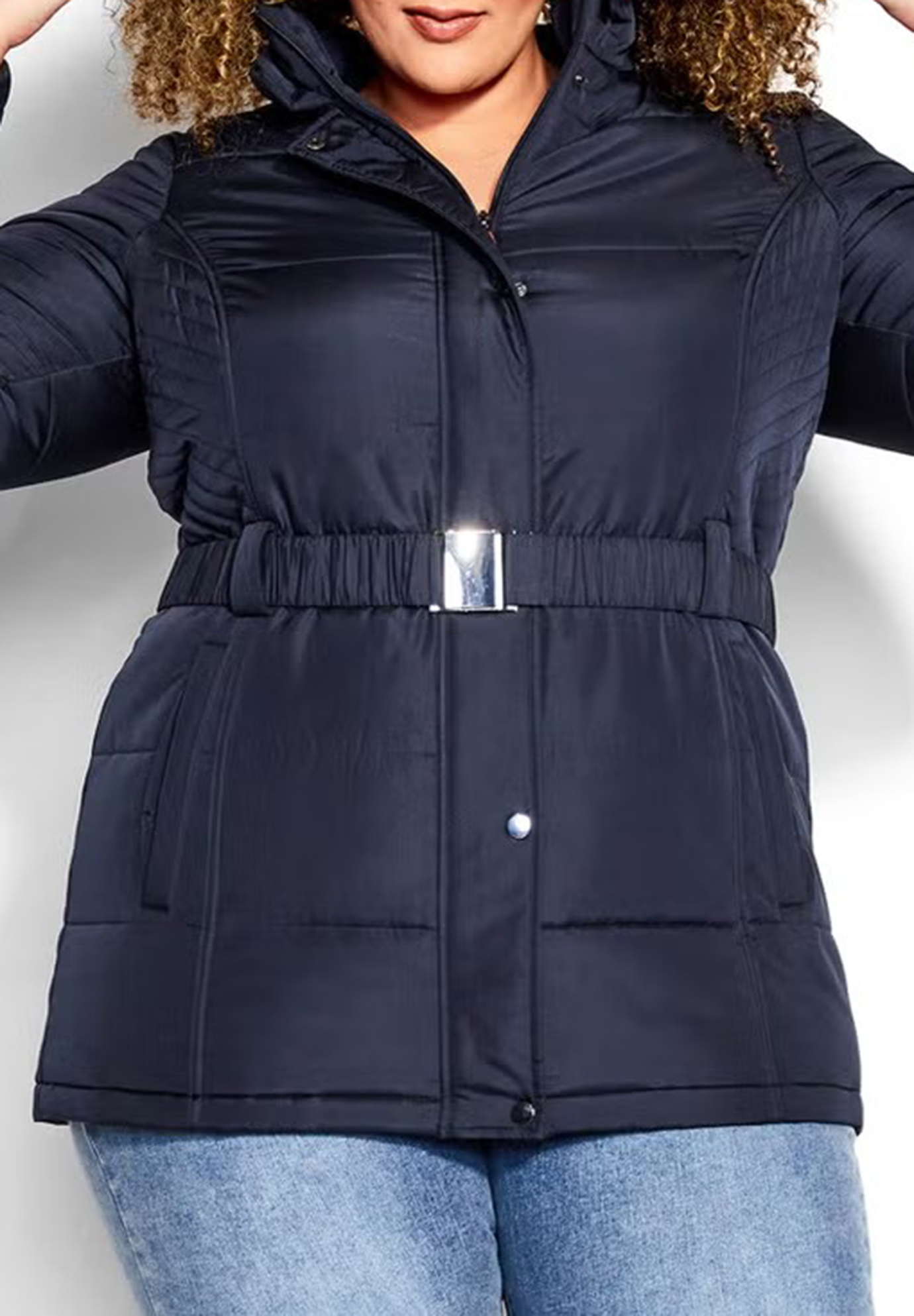 Waist Tied Fur Hat Down Jacket