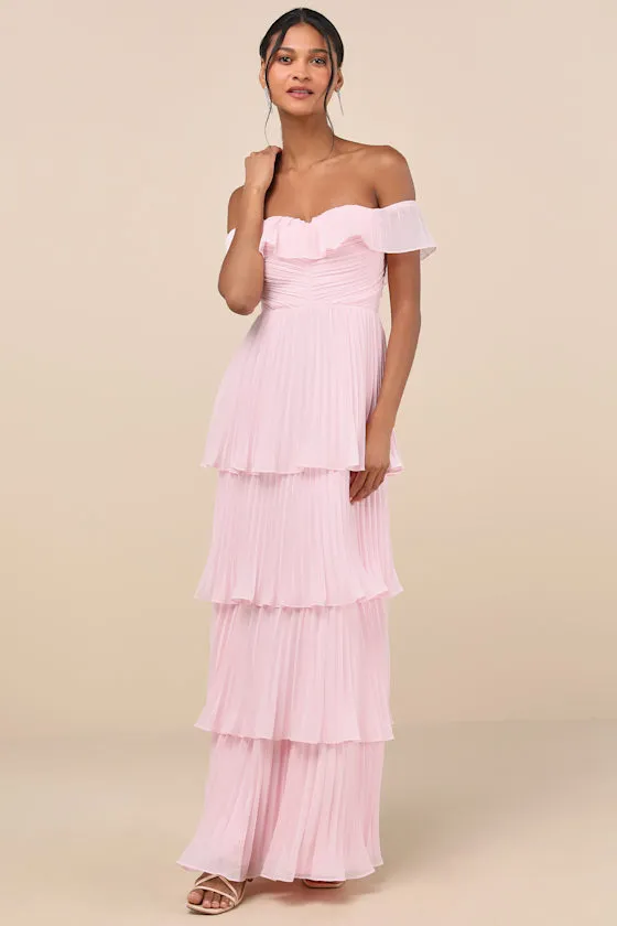 Always Remarkable Light Blue Floral Off-the-Shoulder Maxi Dress