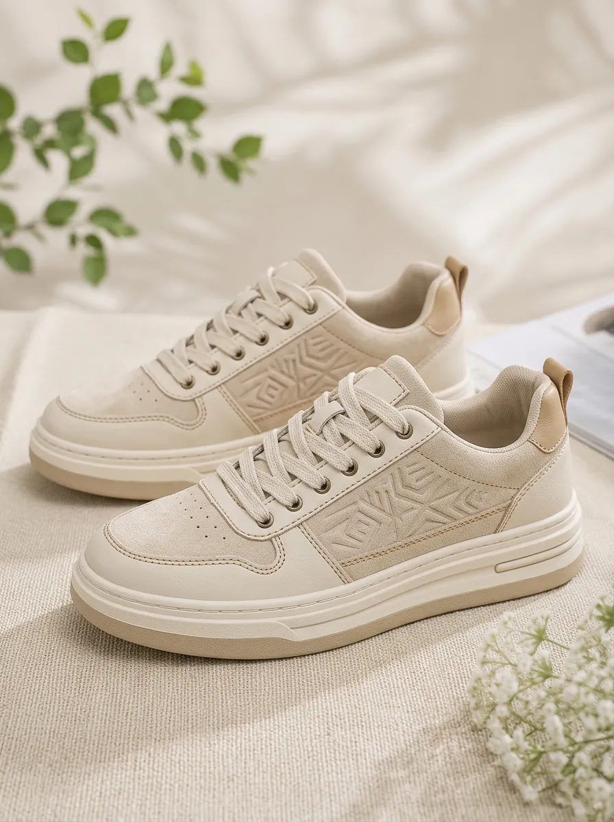 Men's Geometric Embossed Pattern Patterned Skate Shoes